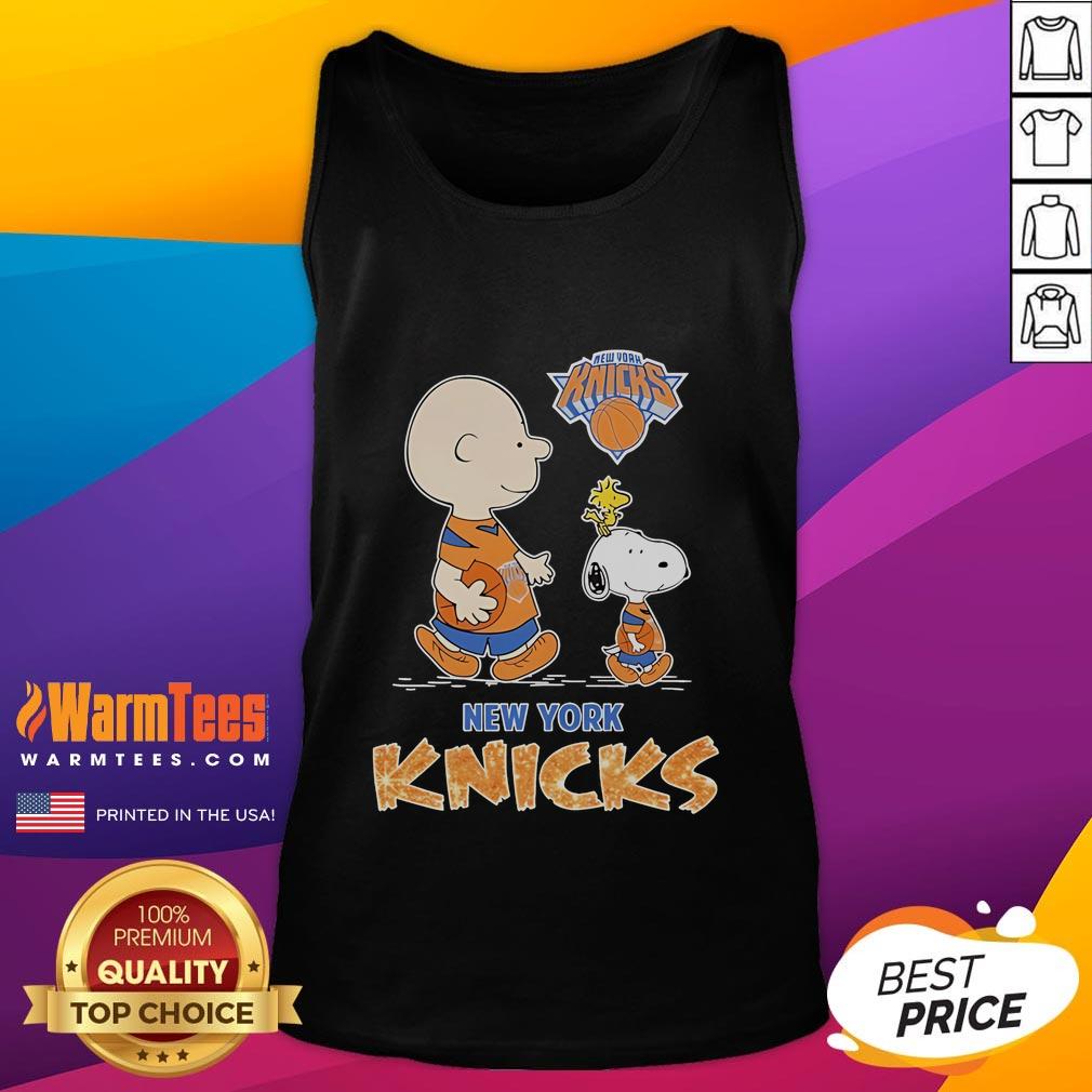 Nice Snoopy and Charlie Brown Peanuts New York Knicks tank top featuring vibrant graphics and a stylish design.
