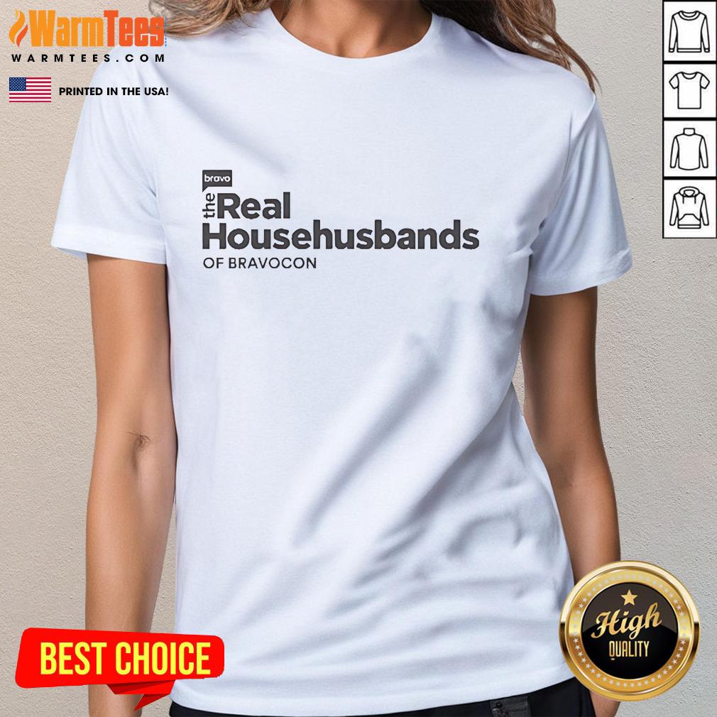 Official BravoCon Real Househusbands of BravoCon Ladies Tee featuring vibrant design and cast graphics for fans.