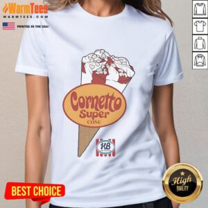 Official Cornetto Super Cone ice cream ladies tee featuring colorful graphics and a stylish design for ice cream lovers.