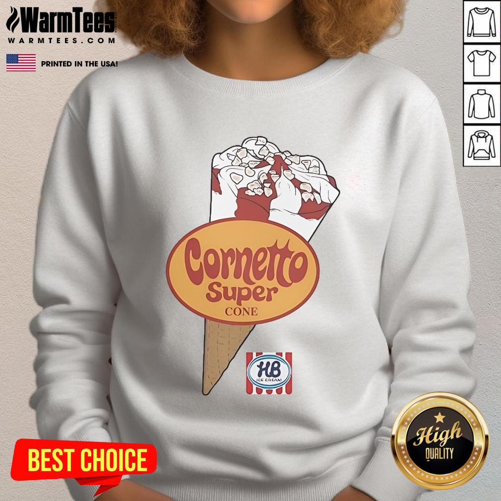 Official Cornetto Super Cone Ice Cream sweatshirt featuring a colorful ice cream graphic on a cozy design.
