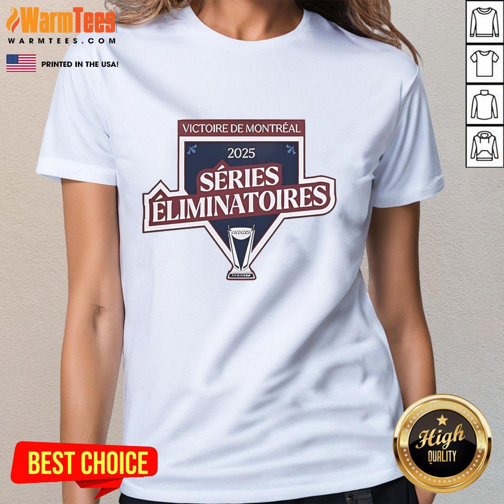 Alt Text: Official Montreal Victoire 2025 Series Eliminatoires Ladies Tee featuring vibrant design and comfortable fit.