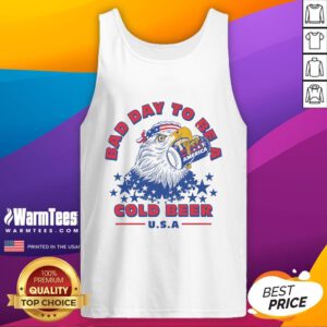 Patriotic tank top featuring an eagle and cold beer, perfect for showcasing American pride on a bad day.