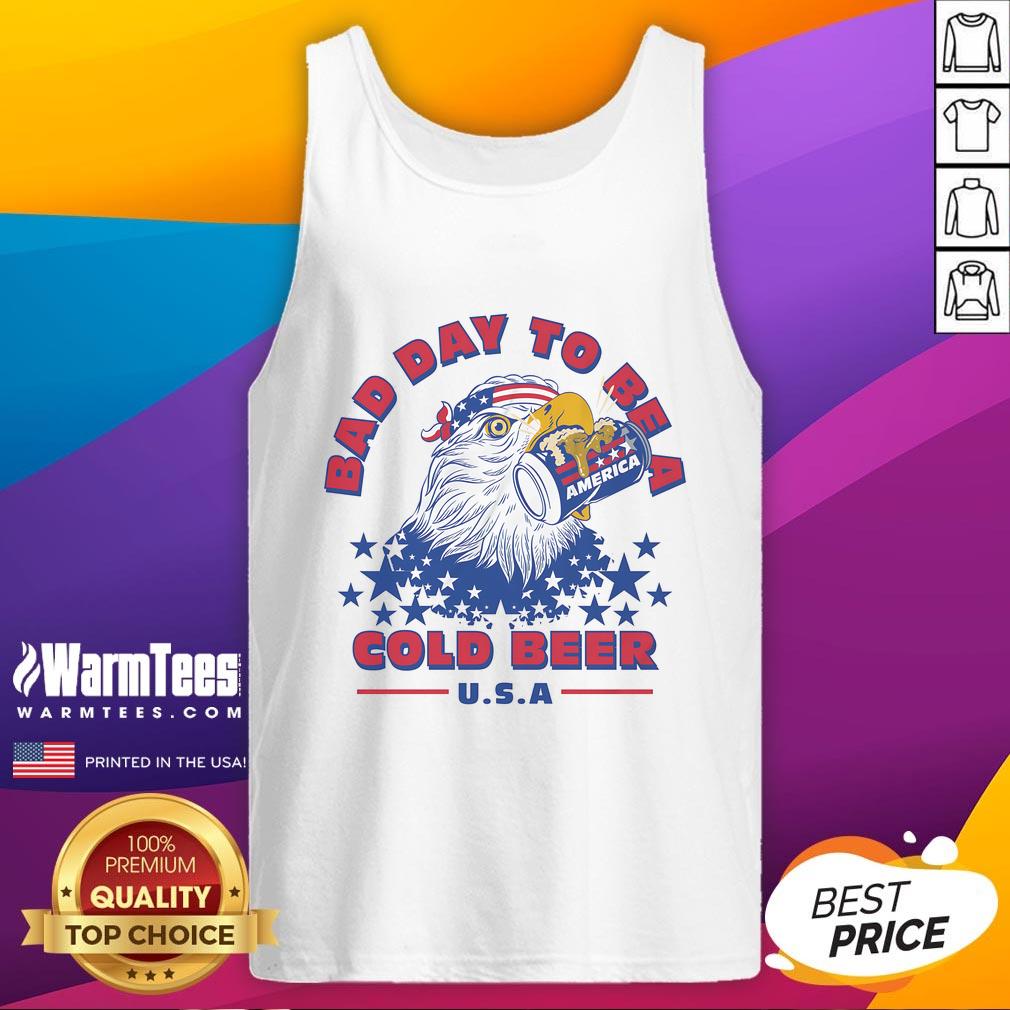 Patriotic tank top featuring an eagle and cold beer, perfect for showcasing American pride on a bad day.