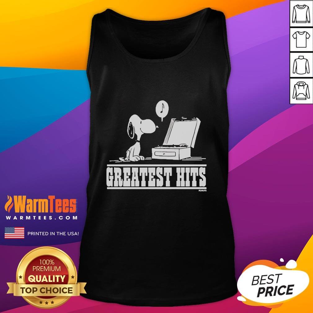Awesome Greatest Hits X Snoopy Peanuts tank top featuring colorful graphics of Snoopy and friends, perfect for casual wear.
