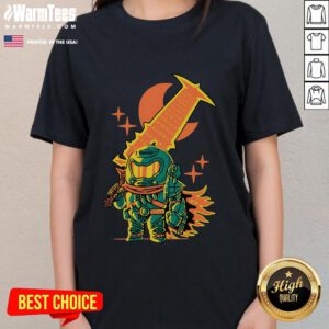 Chibi-style ladies tee featuring the Awesome Guts Slayer from Doom Slayer, perfect for fans of gaming and unique apparel.