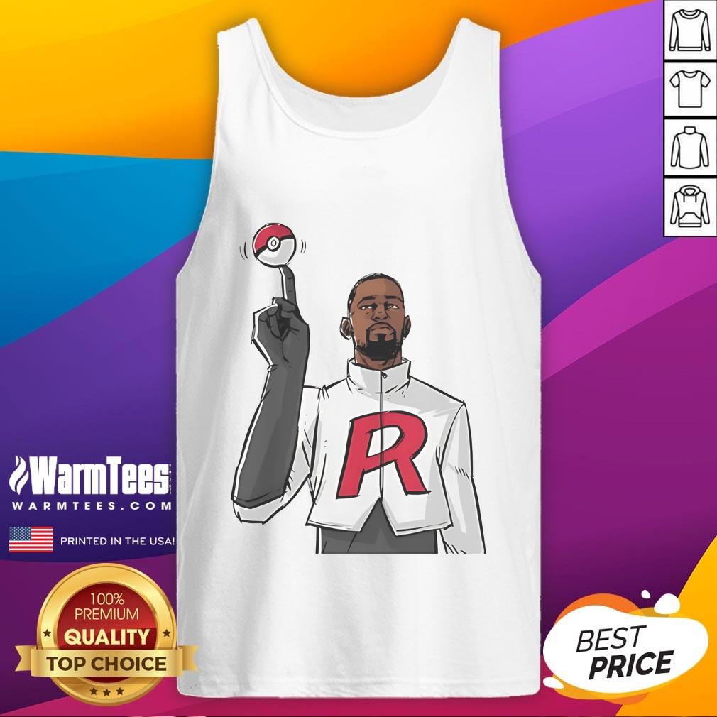 Kevin Durant in a vibrant Pokemon tank top, showing off style as he joins the Rockets on the basketball court.