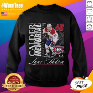 Alt Text: Awesome Lane Hutson Montreal Canadiens 2025 Calder Memorial Trophy Winner sweatshirt featuring bold team colors.