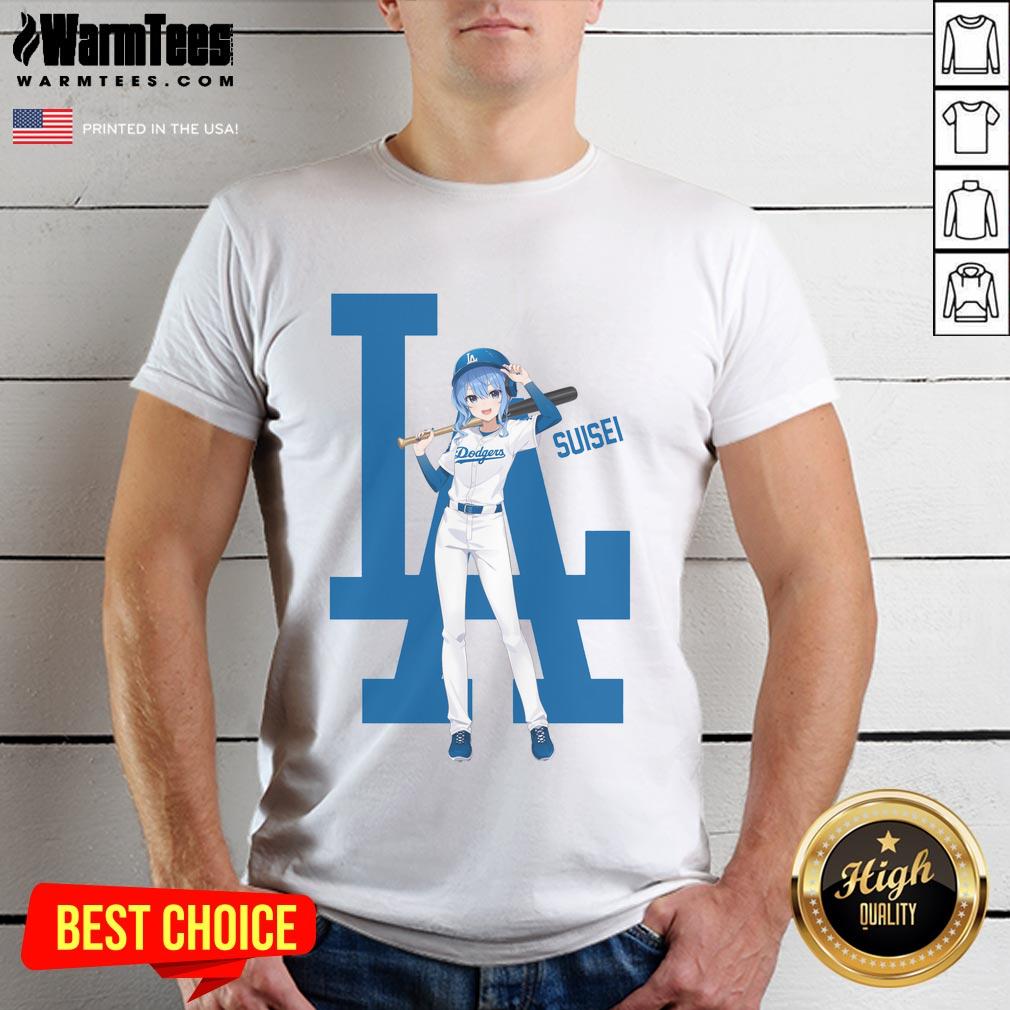 Awesome Los Angeles Dodgers Hololive Night Suisei T-Shirt featuring vibrant graphics and team colors for fans.