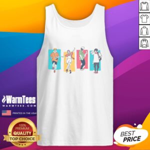 Awesome Naruto Party Colors Ninjas Tank Top featuring vibrant ninja designs perfect for anime fans and summer fun.