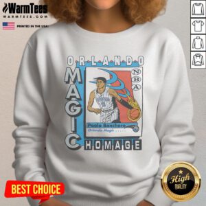 Alt Text: Awesome Orlando Magic trading card sweatshirt featuring Paolo Banchero, perfect for fans and collectors.