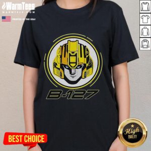 Awesome Transformers One B-127 Face Ladies Tee featuring a vibrant graphic of the character B-127 on a stylish shirt.