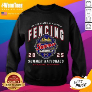 Alt Text: Logo sweatshirt for Awesome United States of America Fencing 2025 Summer Nationals in Milwaukee, Wisconsin.