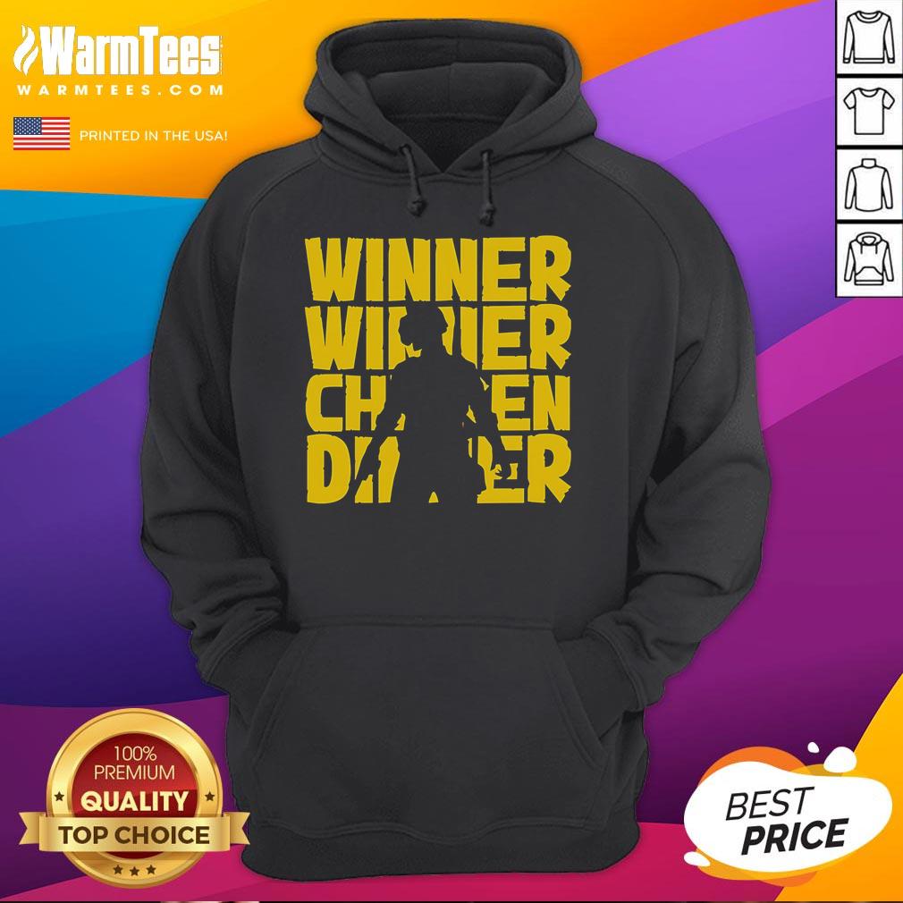 Alt Text: Awesome Winner Winner Chicken Dinner PUBG Player Silhouette Hoodie featuring a gamer design perfect for fans.