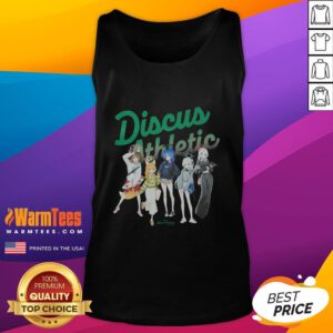 Cute blue archive discus athletic tank top perfect for workouts and casual wear, featuring a trendy design.