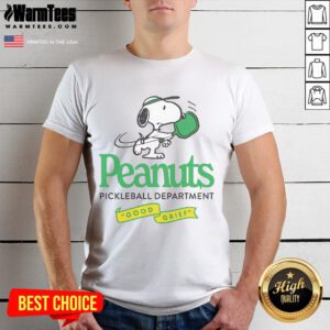 Adorable Cute Peanuts Pickleball Department Good Grief T-Shirt featuring playful graphics and vibrant colors.