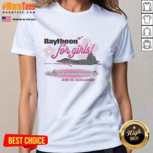 Stylish Aim-9X Sidewinder ladies tee from Raytheon, perfect for girls who love unique aviation-inspired fashion.