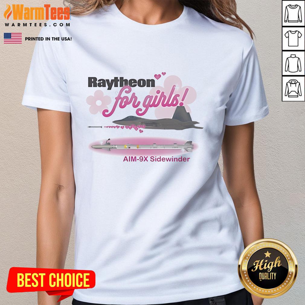 Stylish Aim-9X Sidewinder ladies tee from Raytheon, perfect for girls who love unique aviation-inspired fashion.