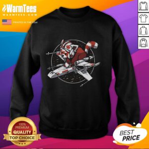 Alt Text: Cute red panda wearing a Star Wars sweatshirt, standing confidently with a playful expression.