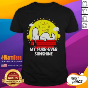 Alt Text: Cute Snoopy Furr-Ever Sunshine T-Shirt featuring a cheerful Snoopy graphic on a vibrant yellow background.