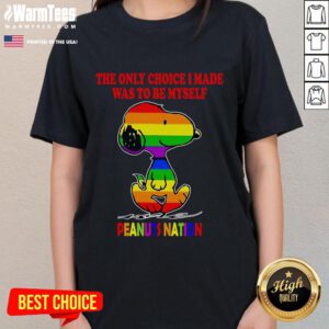 Cute Snoopy LGBT tee featuring 'The Only Choice I Made Was To Be Myself' from Peanuts Nation for ladies.