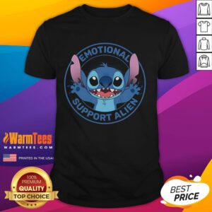 Alt Text: Cute Stitch Emotional Support Alien T-Shirt featuring a vibrant design of Stitch, perfect for fans and comfort seekers.