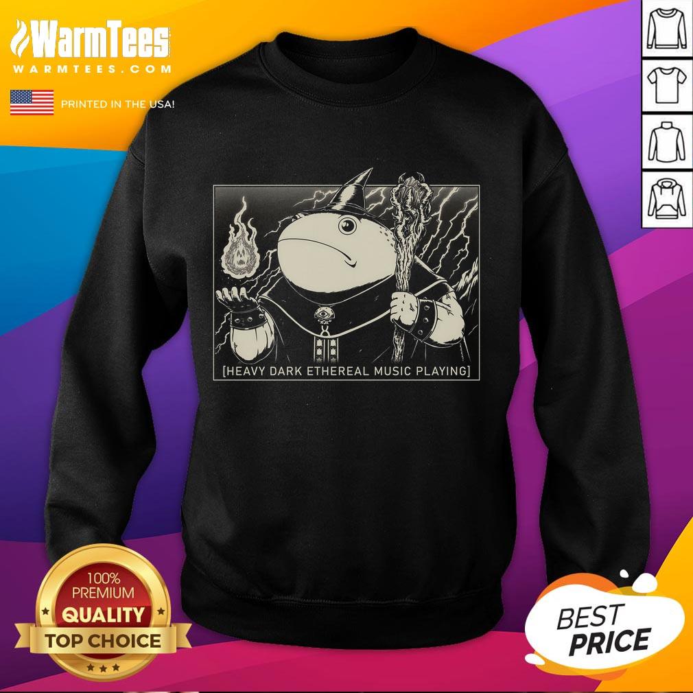Alt Text: Cute wizard frog design on a heavy dark sweatshirt, perfect for ethereal music lovers and cozy style enthusiasts.