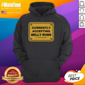 Funny 'Accepting Belly Rubs at Your Own Risk' hoodie design featuring a playful illustration and vibrant colors.