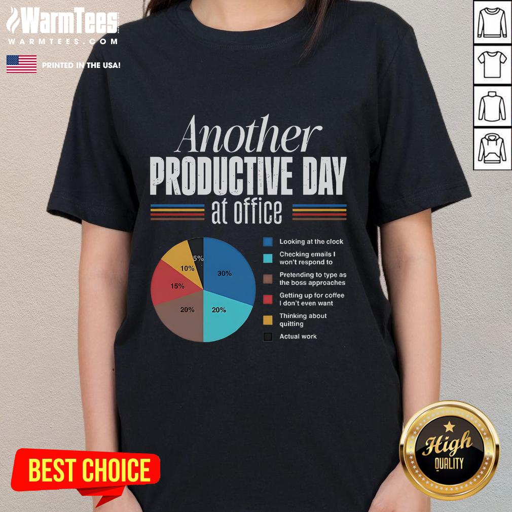 Funny ladies' tee titled 'Another Productive Day at Office' showcasing humor and style for casual workwear.