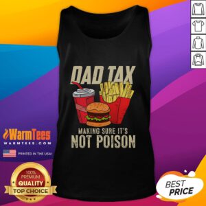 Funny Dad in a tank top reading 'Not Poison' celebrating Father's Day with humor and style.