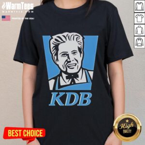 Funny Kevin De Bruyne KFC logo parody on a women's tee, perfect for soccer fans and humor lovers.