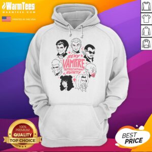 Funny Sexy Vampire Appreciation Society hoodie featuring quirky mosquito graphics for vampire lovers and humor fans.