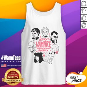 Alt Text: Funny Sexy Vampire Appreciation Society tank top featuring playful mosquito graphics, perfect for quirky fashion lovers.