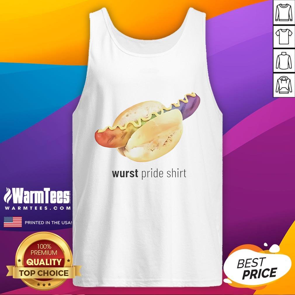 Funny Wurst Pride Tank Top featuring a vibrant sausage graphic, perfect for summer festivals and LGBTQ+ celebrations.