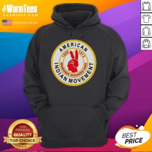 Good American Indian Movement Remember Wounded Knee hoodie featuring bold text and cultural symbolism for Indigenous rights.