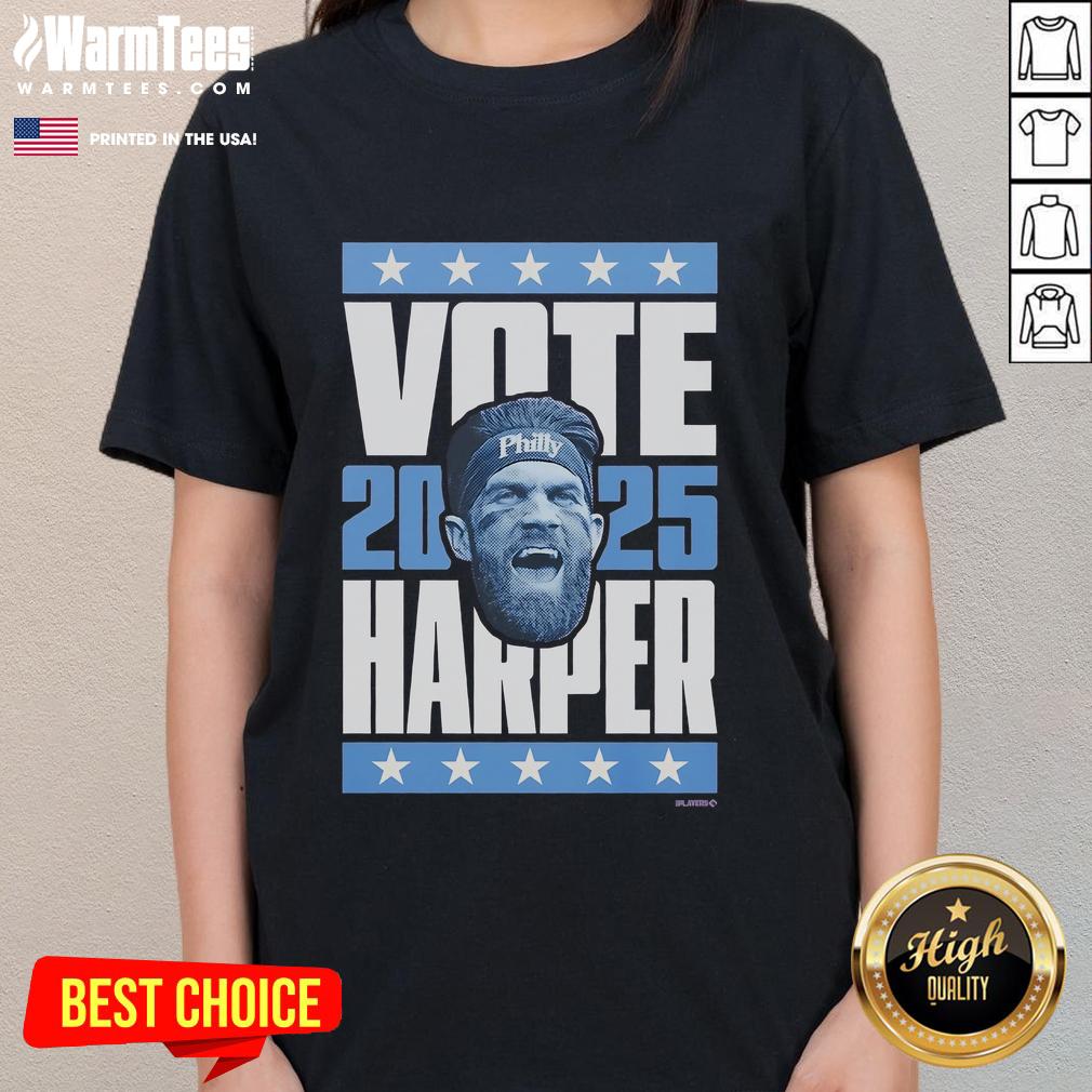 Good Bryce Harper 2025 Vote Ladies Tee featuring a stylish design for baseball fans supporting Harper's campaign.