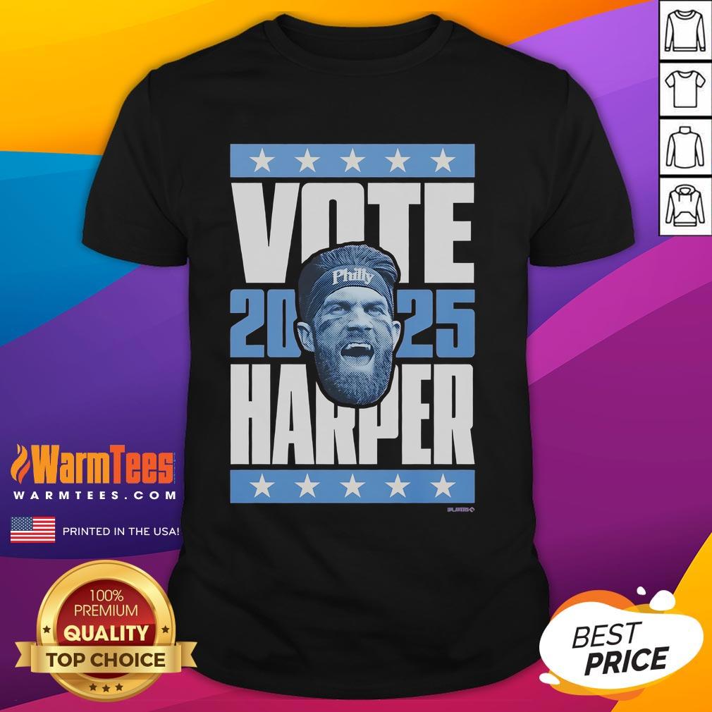 Good Bryce Harper 2025 Vote T-Shirt featuring bold graphics and vibrant colors, perfect for baseball fans and supporters.
