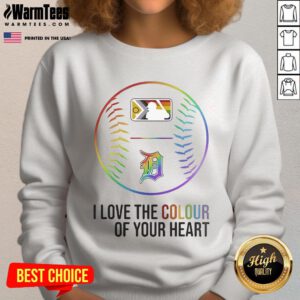Alt Text: Good Detroit Tigers Baseball sweatshirt for Pride Month 2025, featuring vibrant heart colors and team logo.