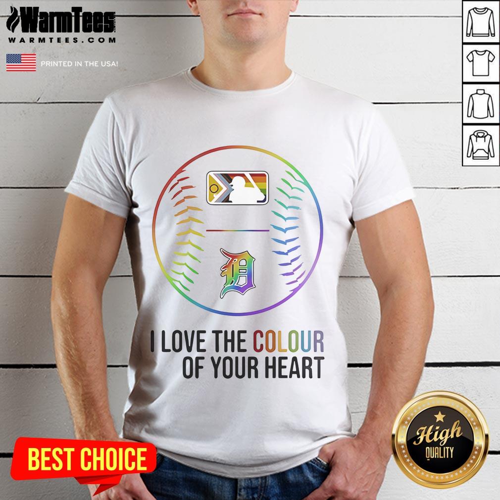 Good Detroit Tigers Baseball T-Shirt for Pride Month 2025 featuring vibrant heart colors celebrating love and inclusivity.