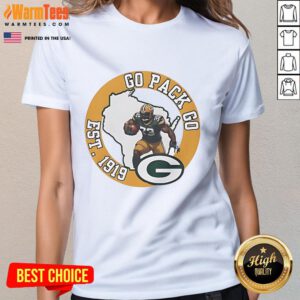 Alt Text: Good Go Pack Go Est 1919 Green Bay Packers Ladies Tee, featuring team colors and stylish design for female fans.