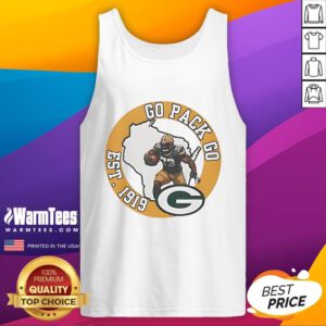 Good Go Pack Go Est 1919 Green Bay Packer Tank Top featuring vibrant team colors and logo for fans.