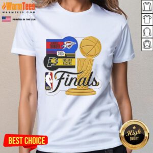 2025 NBA Finals matchup tee featuring Indiana Pacers vs Oklahoma City Thunder by WinCraft, perfect for ladies.