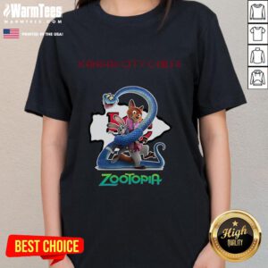 Alt Text: Good Kansas City Chiefs Zootopia 2 Ladies Tee featuring vibrant graphics and a stylish design for fans.