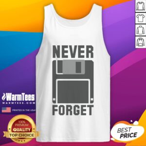 Trendy tank top featuring a nostalgic floppy disk graphic, perfect for retro lovers. Good Never Forget collection.
