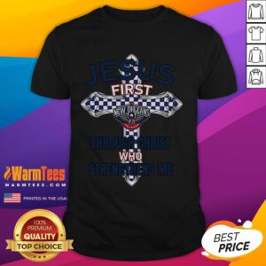 Good New Orleans Pelicans 'Jesus First Through Christ Who Strengthens Me' T-Shirt showcasing team spirit and faith.