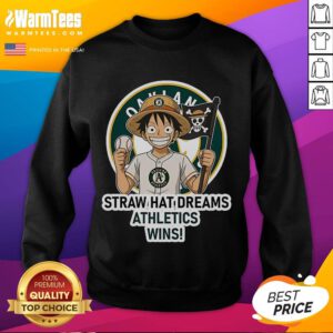 Alt Text: Good Oakland Athletics Monkey D. Luffy Straw Hat Dreams Wins Sweatshirt featuring vibrant anime graphics and team colors.