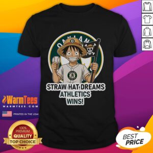 Alt Text: Good Oakland Athletics Monkey D. Luffy Straw Hat Dreams Wins T-Shirt featuring vibrant design for fans.