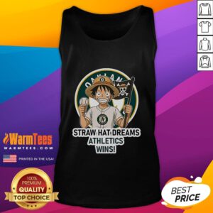 Alt Text: Good Oakland Athletics Monkey D. Luffy Straw Hat Dreams Wins tank top featuring vibrant anime design and team colors.