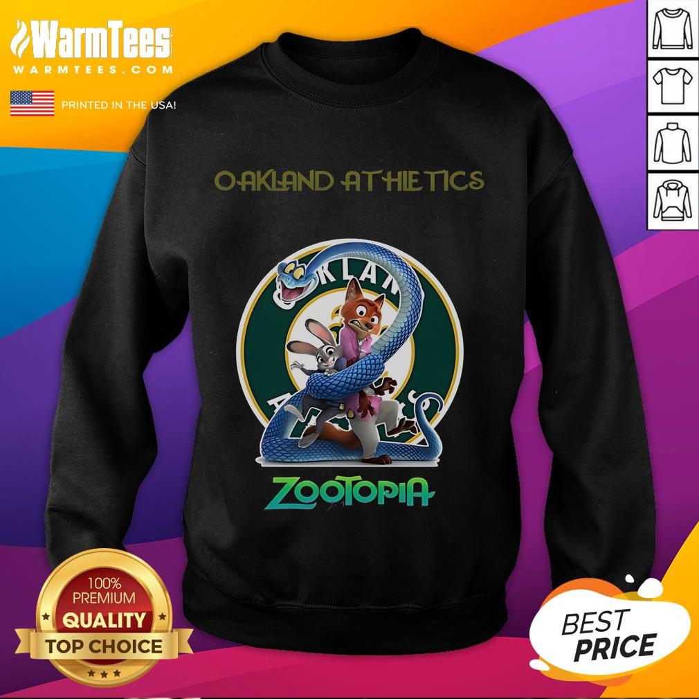 Alt Text: Cozy Good Oakland Athletics Zootopia 2 sweatshirt featuring vibrant graphics, perfect for fans and casual wear.