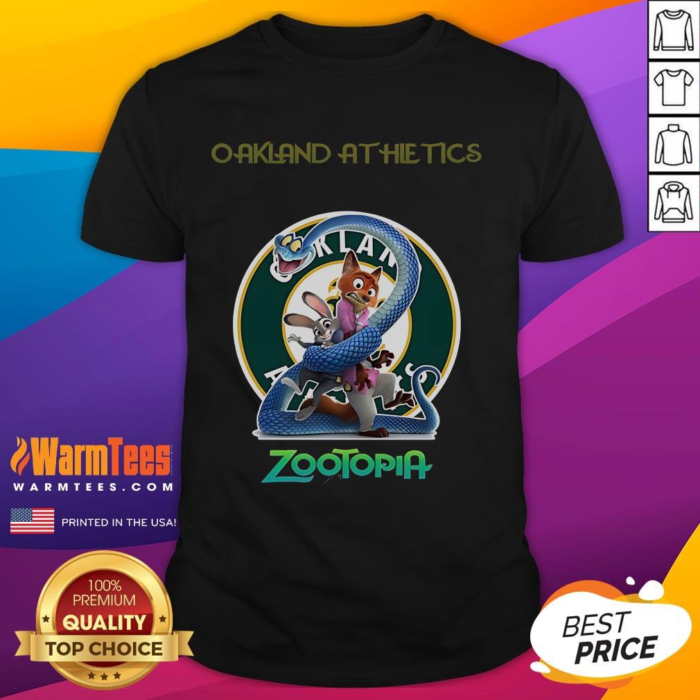 Alt Text: Good Oakland Athletics Zootopia 2 T-Shirt featuring vibrant graphics and a comfortable fit for fans.