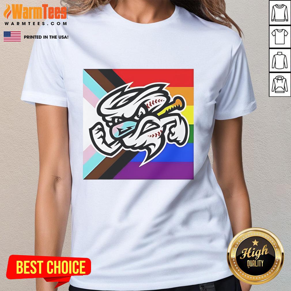 Good Omaha Storm Chasers 2025 Happy Pride Month Ladies Tee featuring vibrant colors and a stylish design for fans.